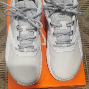 Unisex Nike White and Gray Athletic Shoes with Mesh Upper Ladies Size 10 1/2